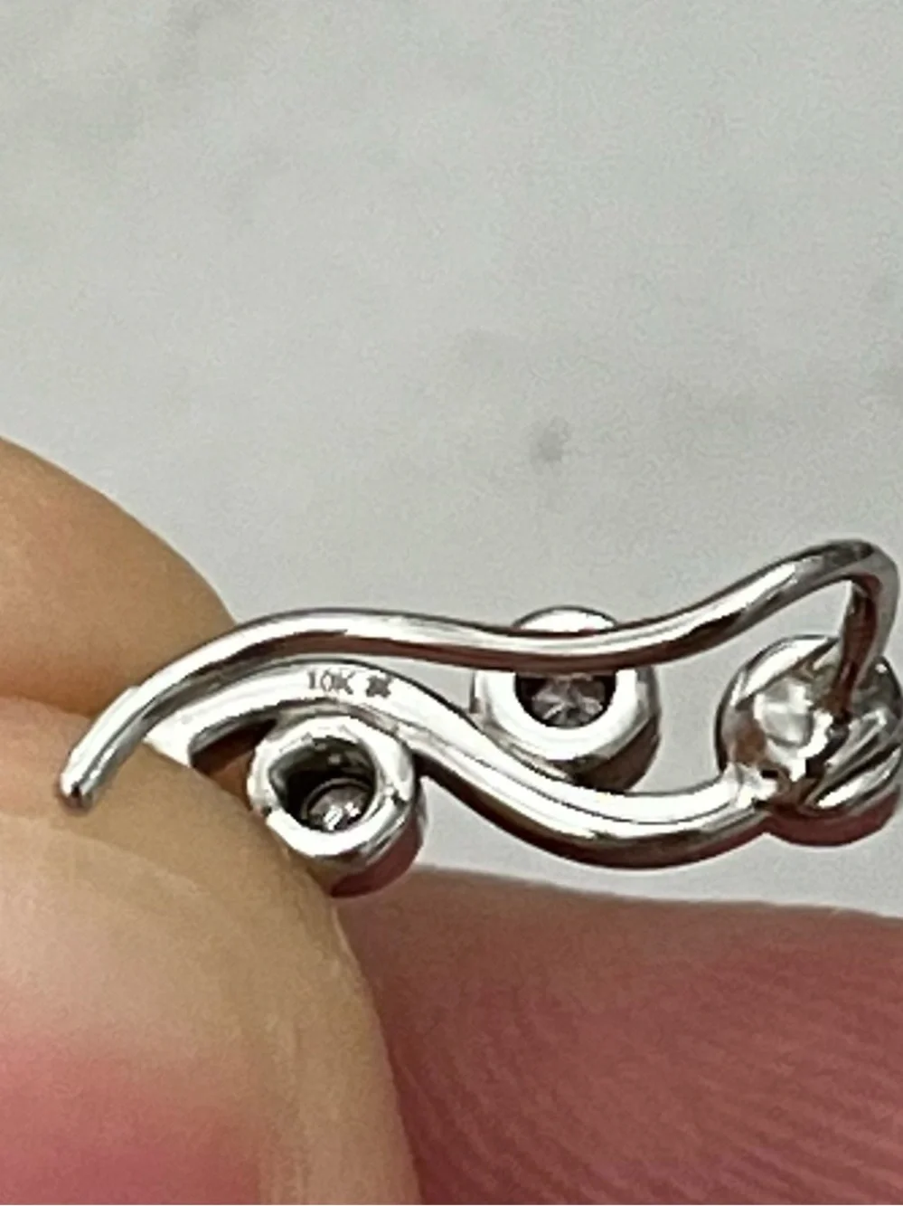 Diamond 10 Karat White Gold Wave Star Ear Climbers